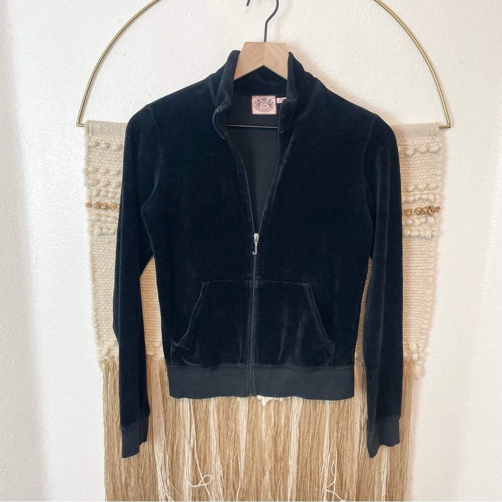 VTG Juicy Couture Black Velour Zip Up M